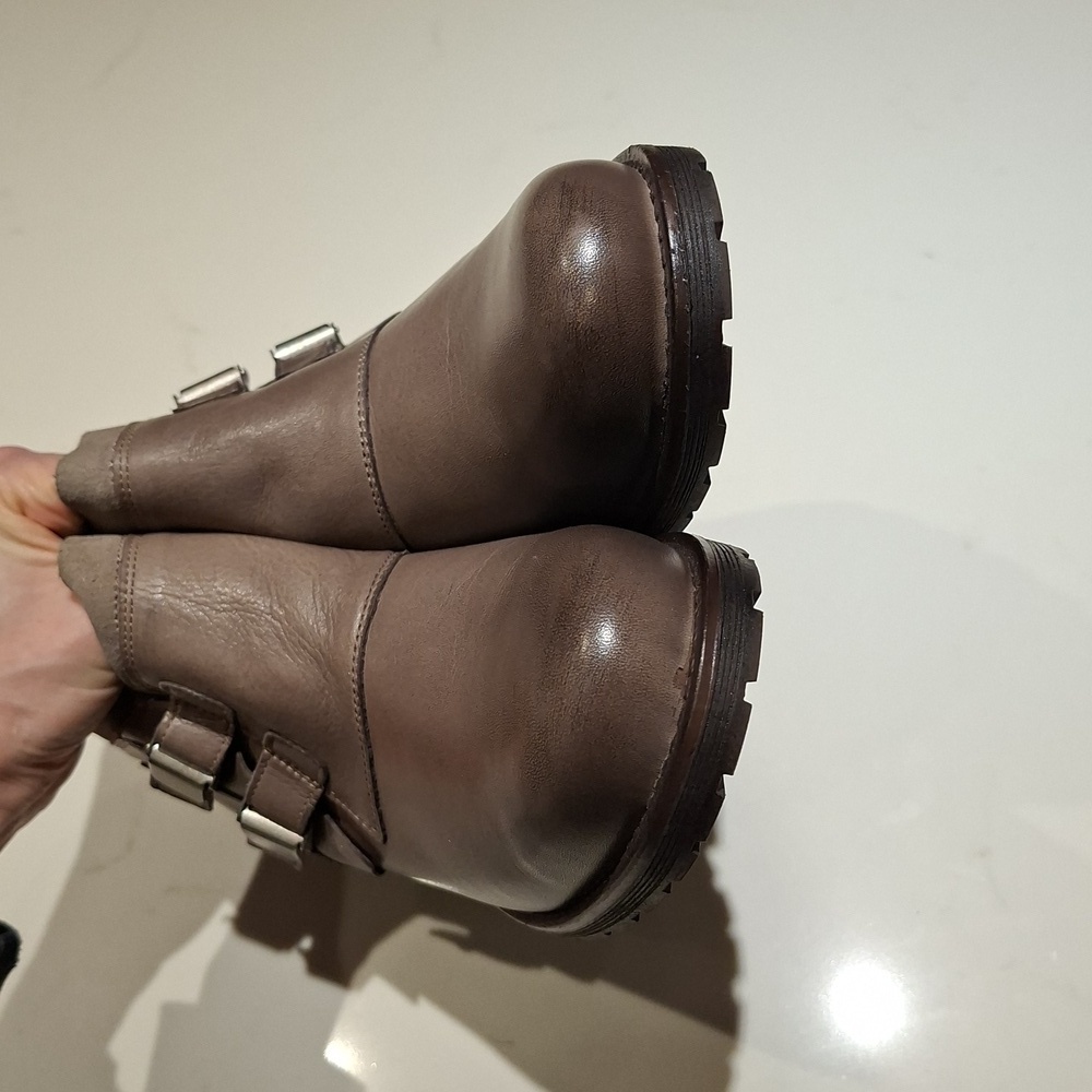 NWOT Jafa Gray Leather Moto/Desert/Steampunk Ankle Boots (EU 42/US 11) - Picture 5 of 9